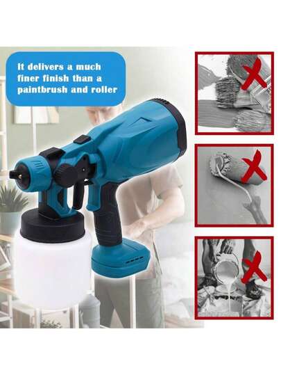 Cordless Electric Paint Sprayer, Replacement Type Paint Sprayer, With 900ml Container, Rubber Coated Non-Slip Handle, Suitable For Home Wall Painting, Furniture Coating And More