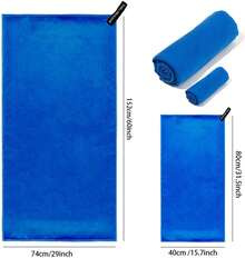 Paquete de 2 Toallas de Microfibra de Secado Rápido, Toallas de Viaje Ligeras y Portátiles, Adecuadas para Playa, Natación, Yoga, Gimnasio, Camping, Senderismo y Otros Deportes (Azul, Paquete de 2) - Verde militar - Ver 4