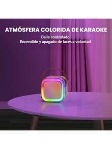 Altavoz de karaoke Bluetooth portátil con 2 micrófonos: efectos de voz, luces de colores y tecnología Bluetooth 5.0. - Beis - Ver 8