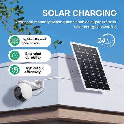 3W Portable Solar Panel, Suitable For Security Cameras; 5V 360° Adjustable Monocrystalline Glass Solar Panel, Suitable For Doorbells, Outdoor Lights And Fans.