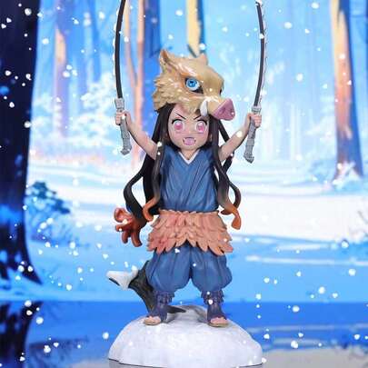 Figura decorativa de Nezuko y Inosuke de Anime, accesorio para PC, decoración de escritorio, decoración del hogar, regalo pequeño, adecuado para Halloween y Navidad