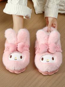 Dép bông hợp tác Sanrio 2025 | Giày đi trong nhà mũi tròn, chống trượt và ấm áp cho mùa thu/đông | Hello Kitty, My Melody, Kuromi | Phong cách thịnh hành, Dép Hello Kitty, Dép đi trong nhà nữ, Dép mùa đông nữ, Dép nữ - Giai điệu - Xem 1