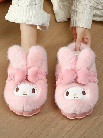  Sanrio 2025 Collaboration Plush Tofflor | Rund tå, halkfria och varma inomhusskor för höst/vinter | Hello Kitty, My Melody, Kuromi | Trendiga Ins-stilar, Hello Kitty Tofflor, Damtofflor, Damvintertofflor, Damtofflor