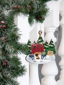 1pc Customized Christmas Themed Personalized Wooden Hanging Ornament, Christmas Camping Decor, Customizable Styles For Number/Gender/Friends/Lovers, Unique Shaped 3D Christmas Tree Hanging Ornament, Christmas Pendant, Christmas Party Decoration, Portrait Decor Christmas Tree Pendant, Home Decor, Room Decor, Theme Party Decor, Christmas Decoration, Cute Car Accessory And Gift Idea, Christmas, Santa Hat, Christmas Clown, Winter, Holiday, Festival - Multicolor - View 4