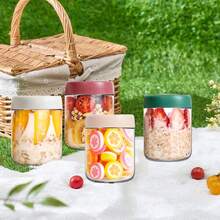 4PCS 600ml Overnight Oats Jars Airtight Oat Container For Yogurt W/4 Spoon Lids - Multicolor - View 9