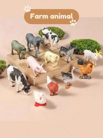Juego de 12 piezas de modelos realistas de animales de granja, que incluye mini pollos, patos, gansos, caballos y vacas, perfecto como regalo de vacaciones, para la educación científica y el desarrollo cognitivo, o como regalos navideños. Accesorios de escritorio de oficina, decoraciones navideñas para el hogar, rellenos de calcetines, regalos divertidos, rellenos de calcetines para adultos