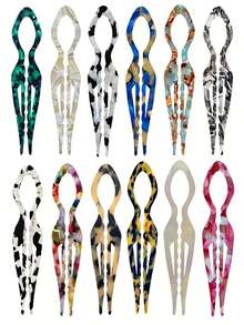 Pince à cheveux en acétate français - Design à dents antidérapantes, pince à cheveux rétro élégante, convient pour le chignon, la queue de cheval, les coiffures de soirée et décontractées - Accessoire capillaire antidérapant essentiel pour les fêtes et les mariages, pince à cheveux , cadeau d'accessoire capillaire raffiné, épingles de coiffure - Multicolore - Voir 12