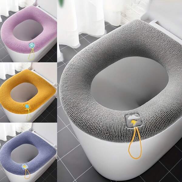 Cozy & Washable Toilet Seat Cover - Soft, Thick Spandex Cushion Mat For Winter Comfort - Fits Most Toilets - Available In Gray, Light Purple, Yellow, Purple, Blue, Christmas/Halloween Gift Decoration