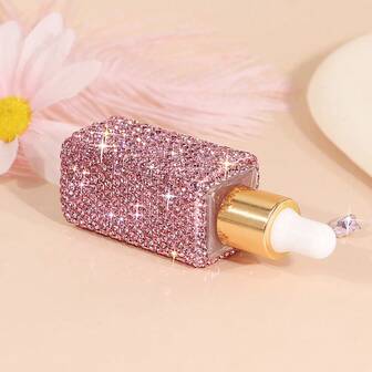 New High-End Rhinestone Square Dropper Bottle, Glass Liquid Filling Bottle For Serum/Essential Oil, With Dropper, Exquisite Design, 5ml/10ml Options