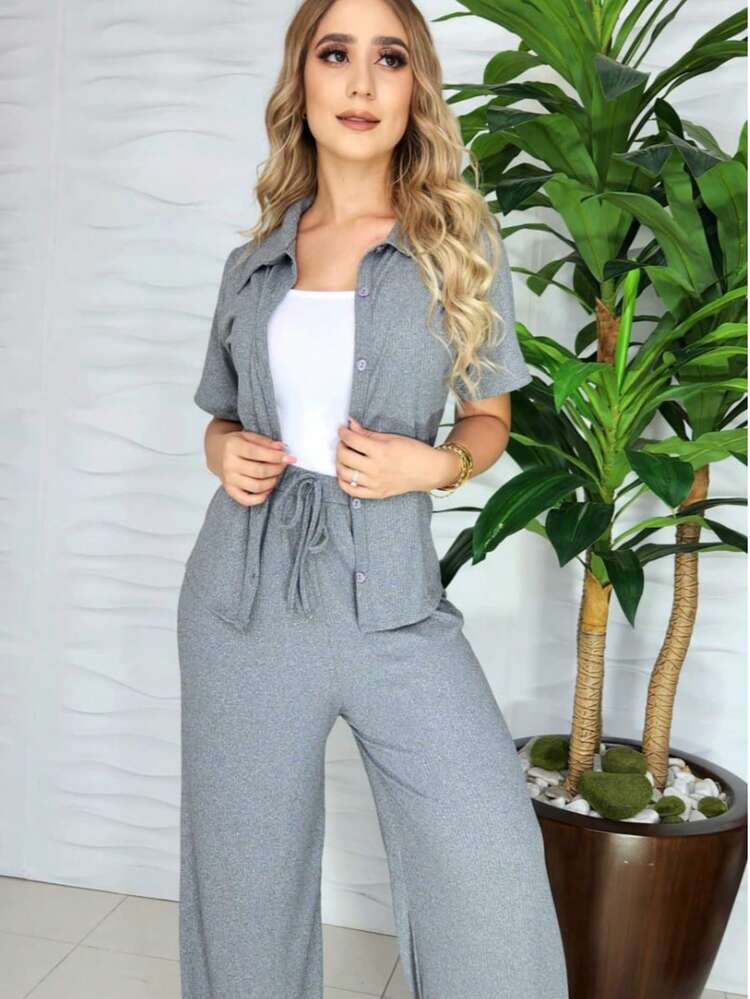 ✨ ¡Nuevo conjunto de 2 piezas que te encantará! ✨ Look fresco, cómodo y con mucho estilo - Gris - Añade 1