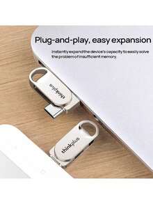 Lenovo 光碟TYCU301 小巧雙頭可旋轉 TypeC雙接口 u盤大容量 手機電腦兩用優盤 珍珠鎳 - 珍珠鎳 - 查看 3