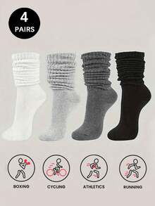 2双/4双女士秋冬针织袜，休闲袜，女士紧身短袜，女士紧身长袜，适合脚码（36-39）