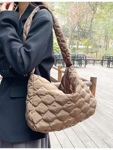 1 pieza Bolso de hombro plisado tipo nube para mujer, bolso cruzado casual de gran capacidad, diseño de otoño/invierno 2025