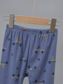 2 件套幼儿男童卡通赛车印花加厚长袖上衣和长裤睡衣套装，秋冬 - 彩色 - 查看 6