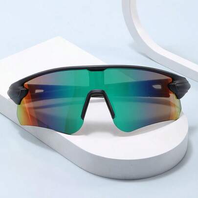 1pc Unisex Half-Frame Integrated Lens Cycling Glasses, New Wrap-Around Style Fashion Sports Eyeglasses, Suitable For Cycling, Running, Hiking And Various Outdoor Activities