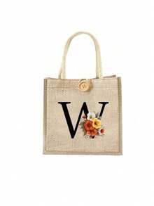Bolso de tela con estampado de letras, bolso de tela estampado, bolso con decoración de botones, bolso grande de capacidad minimalista, bolso de tela casual y portátil de gran capacidad, bolso de compras multifuncional, nuevo diseño, gran capacidad, compañero de compras, bolso de hombro, bolso de tela, bolsa de almuerzo, lonchera, bolso cruzado, para mujer, uso diario, cita - Multicolor - Ver 34