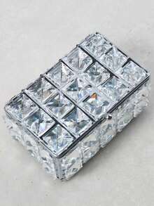 1pc Elegant Crystal Mirrored Vanity Organizer Box, Luxurious Glass Display Case For Jewelry, Rings, Necklaces, Bracelets, Earrings, And Lipsticks. A Chic & Premium Gift For Her, Perfect For Holiday Gifting, Valentine's Day, Birthdays, Or Anniversaries. Stylish Desktop Storage Solution For Dressing Tables & Bathroom Counters.