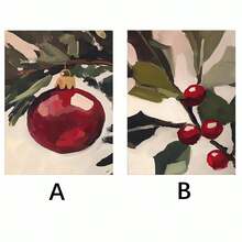 Half A Red Christmas Tree Ornament Print. Red Christmas Ornament. Printable Christmas Canvas Wall Art. Warm And Vintage Style Print. Warm And Festive Print Canvas Wall Art, Room Poster, Home Decor, Room Decor Aesthetic, Room Decor Supplies. Room Decor, Optional Frame - 2PCS - View 3