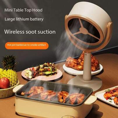 Portable Smoke Extractor, Desktop Smoke Extractor, Low Noise, Activated Carbon Filter Sponge, Removable/Washable/Replaceable Sponge, 125° Adjustable Angle, Desktop Or Hanging Placement, Portable Kitchen Suitable For Hot Pot, Barbecue, Gatherings