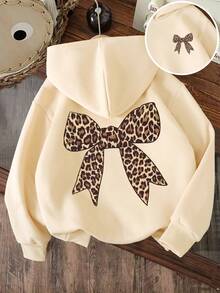 Young Girls' Cartoon Pattern Warm Sweatshirt - Apricot - View 1