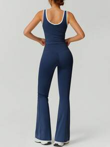 NcmRyu 1 Set Women Sexy Butt Lifting Casual Sleeveless Top And Pants Yoga Fitness Outfit