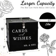 Black Acrylic Card Box With Slot & Lock, DIY Large Wedding Card Boxes For Reception, Elegant Money Envelop Gift Cards Box For Party Wedding Birthday Baby Shower Graduation Table Decor - Black - View 2