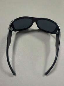 1pc Large Frame Fashion Glasses With A Futuristic Sense Of Technology, Retro Personality, Fashion, And Versatility For Men And Women. Suitable For Daily Wear, Street Photography, Vacation, Tourism, Beach Accessories - màu đen - Xem 5