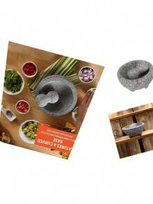 IMUSA USA Granite Molcajete Spice Grinder 6-Inch, Gray