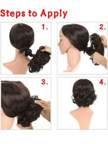 Women's Messy Bun Hair Scrunchie, Brown Curly Bun Hair Piece With Comb, Synthetic Fluffy Updo Hair Extension, With Stretchy Comb, Suitable For Daily Wear - Multicolor - View 6