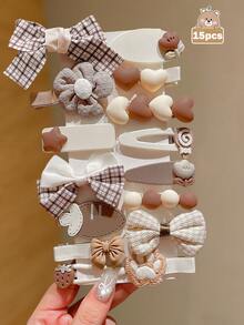 15pcs/Set Cute Colorful Hair Clips For Girls - Multicolor - View 11