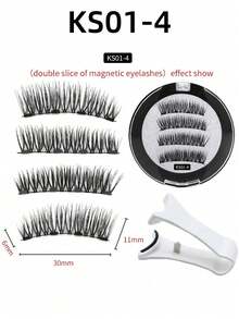 1 Set 4 pezzi Kit Eyeliner Magnetico e ciglie Magnetiche - ciglie Finte Magnetiche Riutilizzabili per Occhi a Volpe Naturali, Allungano e Incurvano le ciglie, Adatte per Ognissanti, ciglie 3D Arricciate e Morbide Senza Colla, Comode da Indossare, ciglie Finte in Finta Pelliccia di Visone da 5-11mm per Uso Quotidiano