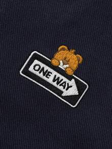 mini bala Kids Teddy Bear Baseball Jacket Fall Winter College Style Soft Comfortable Top - Dark Blue - View 7