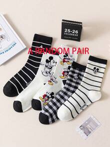 Disney 5双装正品刺绣米奇老鼠新年礼物袜，卡通圣诞刺绣袜，新年动画女袜，新奇袜子 - 彩色 - 查看 13