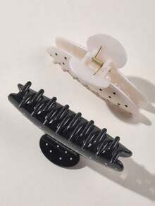 2pcs/Set Minimalist Elegant Vintage Half Circle Hair Claw, Warm Beige And Pink Marble Pattern, Sweet For Tea Party Decoration Claw Clips Hair Clips Hair Jaw Clip Hair Clamps Hair Clutch Hair Catcher Clip, School Stuff, College Fall Winter Hair Accessories For Women For Vacation Outfits Woman - 多色 13 - 查看 5