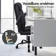 ALFORDSON Massage Office Chair, Computer Chair, Faux Leather Desk Chair, 150 Kg Load Capacity, 90-135° Backrest, Height-Adjustable Ergonomic PC Chair, Black - Black - View 7