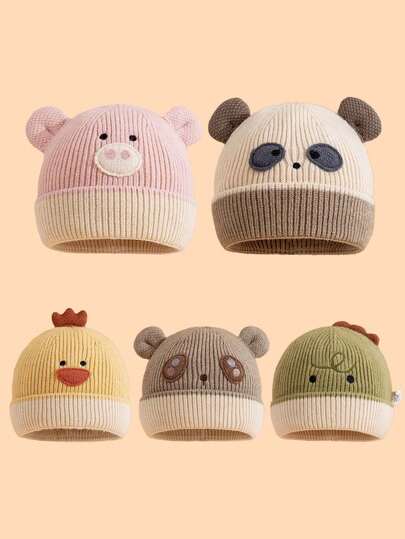 1pc Adorable Animal Knit Baby Hat, Multiple Cute Styles For Toddler Boys & Girls, Warm & Windproof For Autumn/Winter Outings, Great Gift For Babies, Holidays & Birthdays