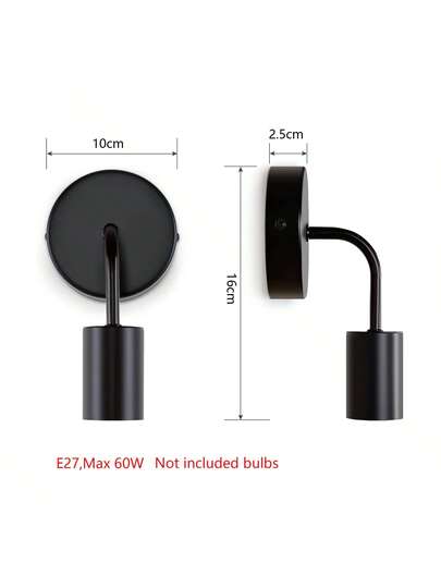1/ Moderne Nordic Retro Iron Wand Lamp Holder, E27 Straight Sconce Lighting Fixture, Living Room, Bedroom, Bathroom, Kitchen, Balcony, Library (Bulb Not Included) view 6