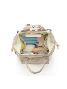 1 件多功能大容量妈咪包，轻便时尚尿布包可挂在婴儿车上