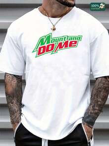 Men's Mountain Dew-Inspired "Mountland DO Me" Graphic T-Shirt, Retro-Style Soda Logo With Bold Red & Green Accents,  Soft Cotton Casual Tee For Summer, Everyday Wear, And Gift For Soda Lovers Who Love Classic Brand Graphics - 白色 - 查看 1