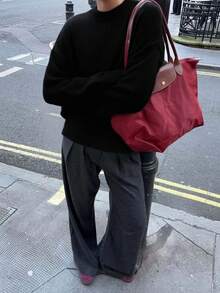 DEEKA 秋冬新品女士时尚宽松休闲柔软针织毛衣 - 黑色 - 查看 4