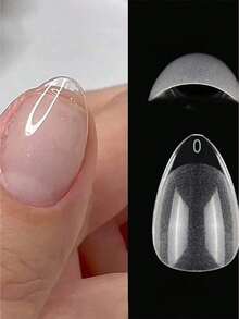 120 piezas de puntas de uñas de ataúd de almendra extra cortas, media mate, pre-llenadas, de gel suave, de cobertura completa, para camas de uñas pequeñas y promedio - transparente - Ver 8