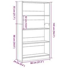 Libreria Larryhot Sonoma Grey 80x24x143 cm Legno ingegnerizzato, resistente e durevole, facile da montare, stile decorativo, adattA, Per riporre soprammobili, statuette, libri, piccoli oggetti, ecc. - Grigio - Visualizzare 9