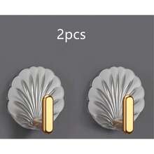 4/2pcs Shell Shaped Hooks, Sticky Hooks, Waterproof Self Adhesive Wall Hooks, Perfect For Hanging Towels, Keys Coats In Kitchen Bathroom Bedroom