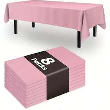 3/8 piezas Mantel de plástico blanco, rectangular, 137,16 * 182,88 cm, tejido, desechable, adecuado para boda, cumpleaños, aniversario, despedida de soltero, ceremonia de graduación, decoración de fiesta - Multicolor - Ver 16