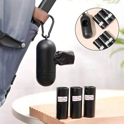 1盒+90个装婴儿尿布袋便携丢弃袋盒子备用便携式可拆卸婴儿药丸垃圾袋塑料盒婴儿推车收纳袋