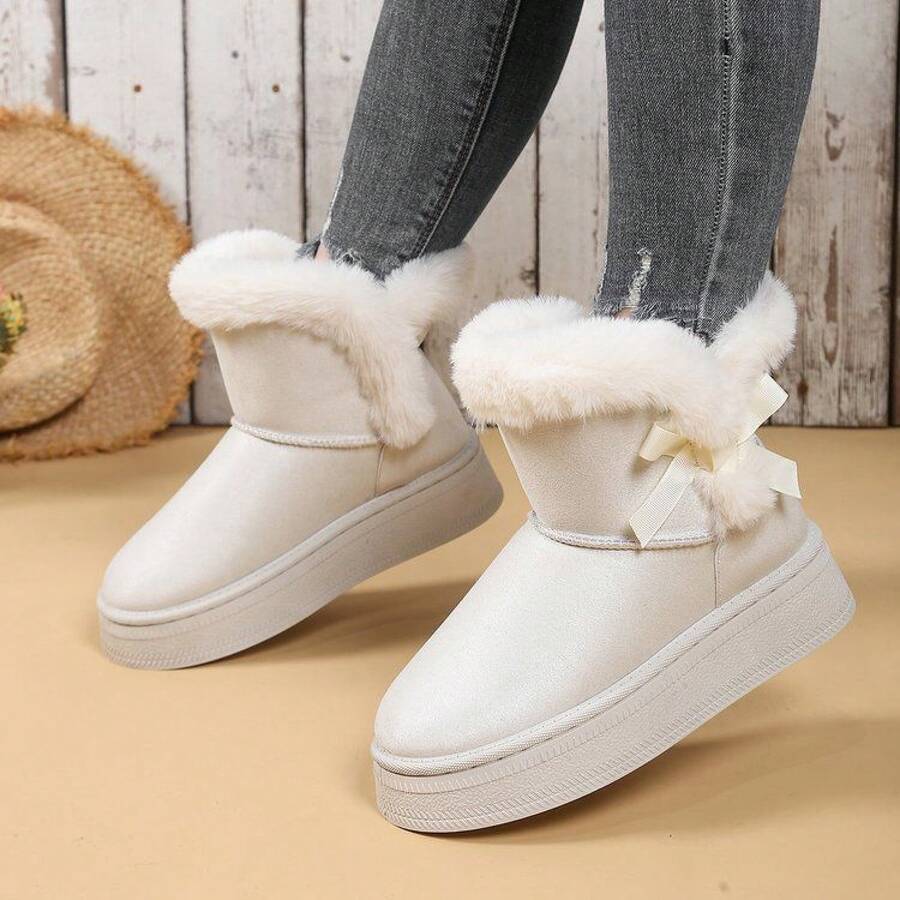 Women Snow Boots - Beige - View 1