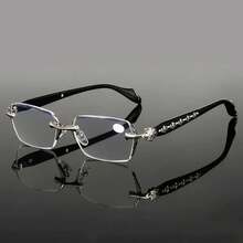 1pcs Unisex Ultra-Light Frameless Glasses - Vintage Diamond Cut Edge, Classic Unisex Computer Glasses, Sturdy Iron Frame, Unisex Glasses - Silver - View 8