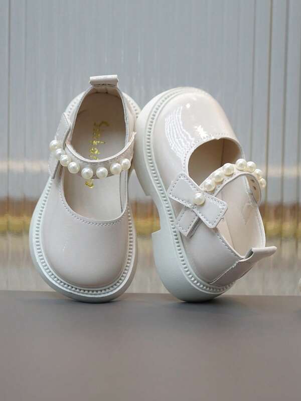 2pcs Girls' Leather Shoes, British Style Baby Shoes, New Spring/Autumn Princess Shoes, Soft Bottom Little Girl Flats