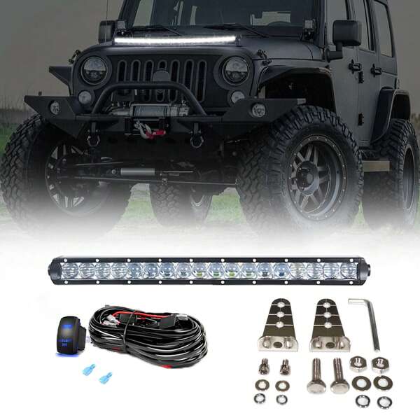 Carcaça de liga de alumínio espessa de 18 polegadas com lente óptica 5D e suporte de aço inoxidável, vem com cabo de interruptor de balancim azul, feixe misto superbrilhante