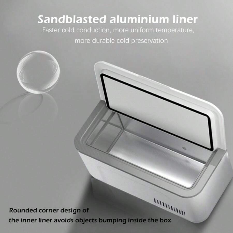 Nevera portátil mini con pantalla LED de temperatura, mini nevera con asa y alarma, cable de carga USB - Blanco - Ver 1